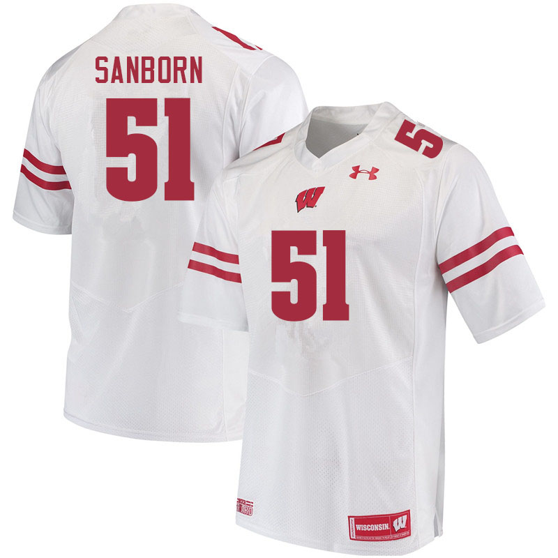 Wisconsin Badgers Men's #51 Bryan Sanborn NCAA Under Armour Authentic White College Stitched Football Jersey VJ40L10KC